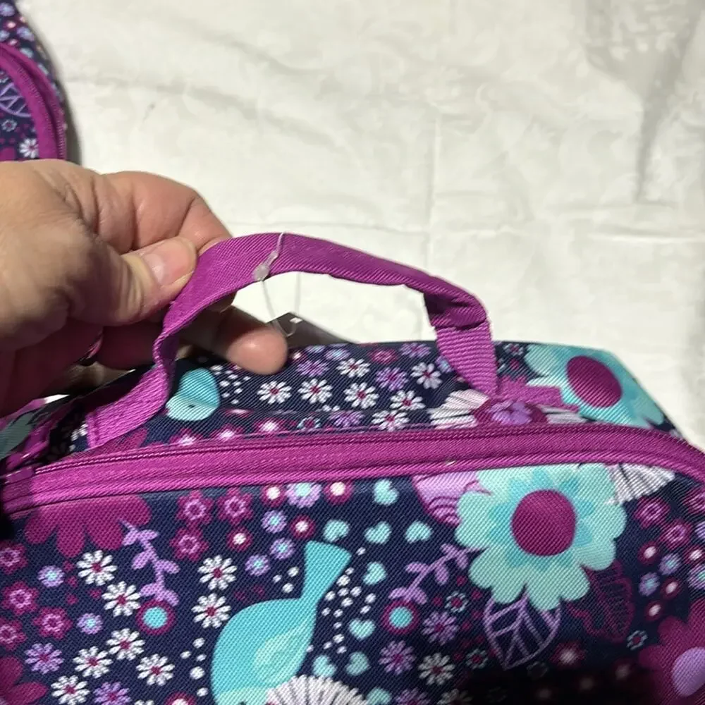 Gymboree bac pac lunch box combo set raspberry blue purple bird floral print NWT